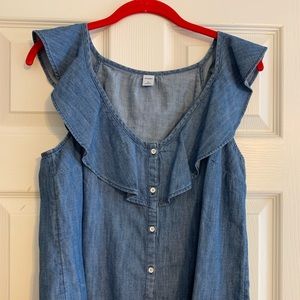 Old Navy Chambray Flutter Sleeve Top